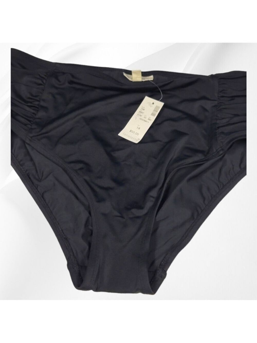Loralette Plus-Size Black Swim Briefs | Classic Full Coverage Swim Bottoms - Picture 3 of 5